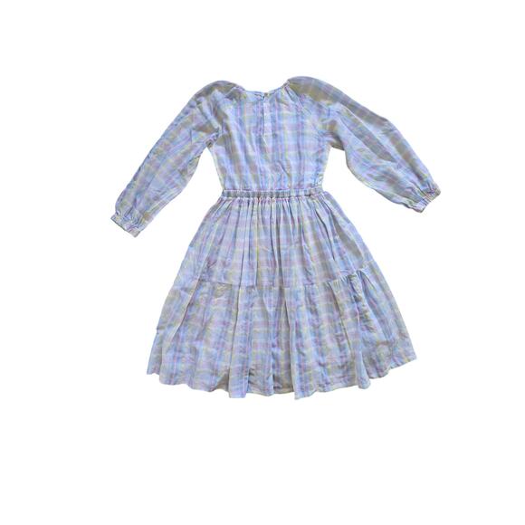 Cosmosophie Isolda Dress in Castle Print Pastel Plaid Preppy Classic Size 14 - Picture 6 of 7